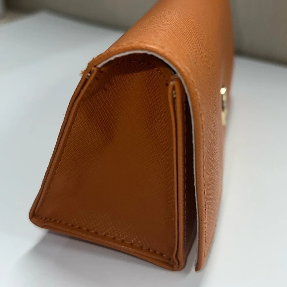 Tory Burch Crossgrain Orange Leather Large Sunglasses Case Clutch